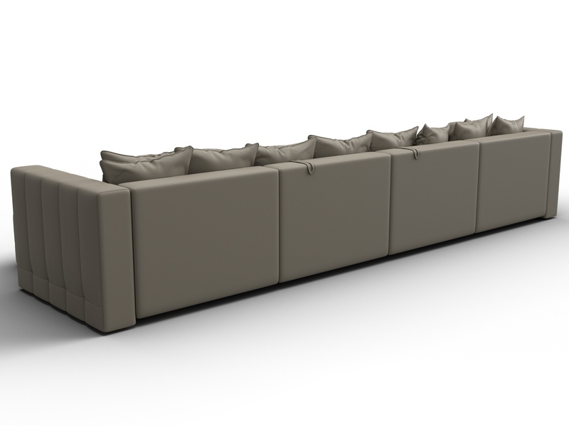 Диван П-образный Лига-052 НПБ Лонг, Экокожа, GRIFON 04 бежевый