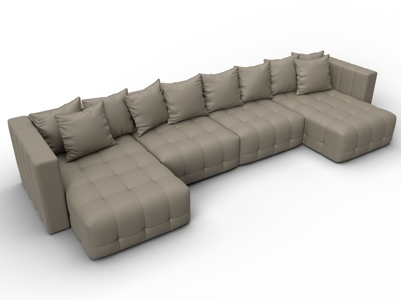 Диван П-образный Лига-052 НПБ Лонг, Экокожа, GRIFON 04 бежевый