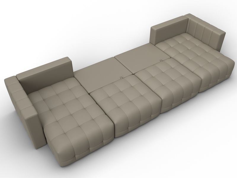 Диван П-образный Лига-052 НПБ Лонг, Экокожа, GRIFON 04 бежевый