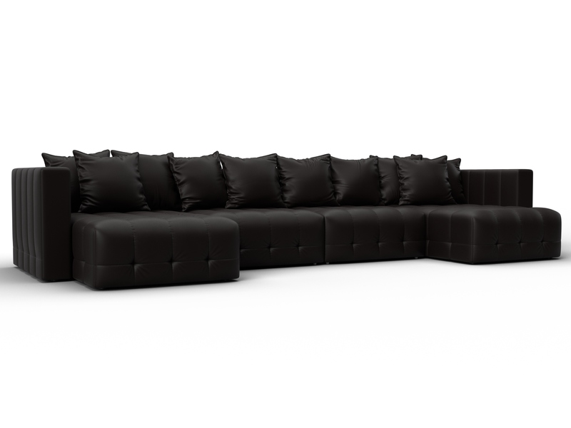 Диван П-образный Лига-052 НПБ Лонг, Экокожа, GRIFON 12 коричневый