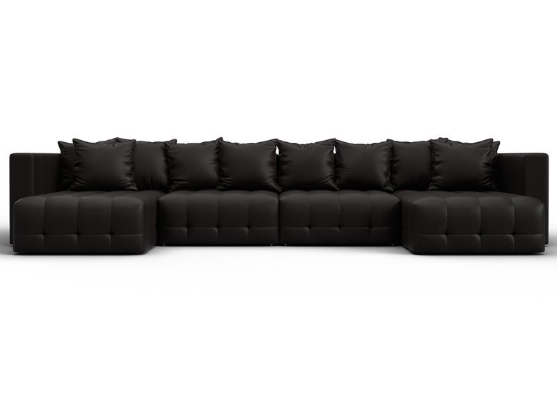 Диван П-образный Лига-052 НПБ Лонг, Экокожа, GRIFON 12 коричневый