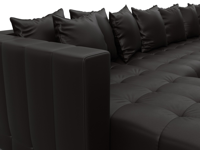 Диван П-образный Лига-052 НПБ Лонг, Экокожа, GRIFON 12 коричневый