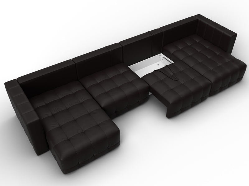 Диван П-образный Лига-052 НПБ Лонг, Экокожа, GRIFON 12 коричневый