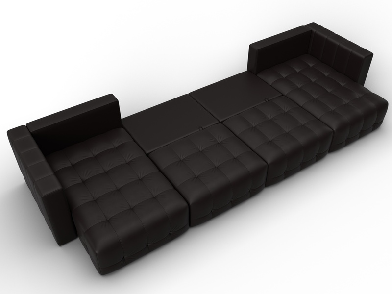 Диван П-образный Лига-052 НПБ Лонг, Экокожа, GRIFON 12 коричневый