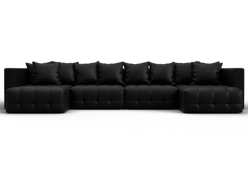 Диван П-образный Лига-052 НПБ Лонг, Экокожа, GRIFON 18 черный