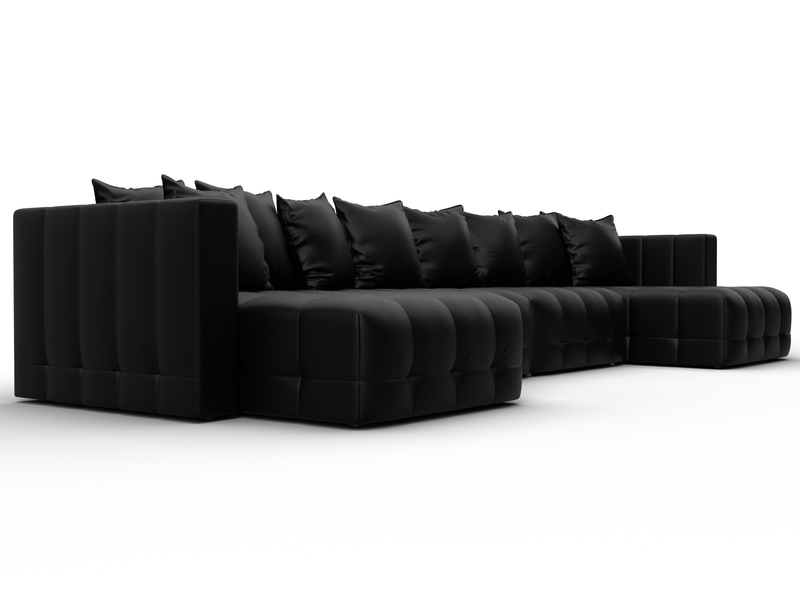 Диван П-образный Лига-052 НПБ Лонг, Экокожа, GRIFON 18 черный