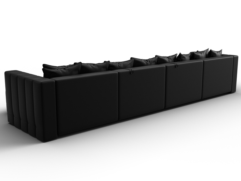 Диван П-образный Лига-052 НПБ Лонг, Экокожа, GRIFON 18 черный