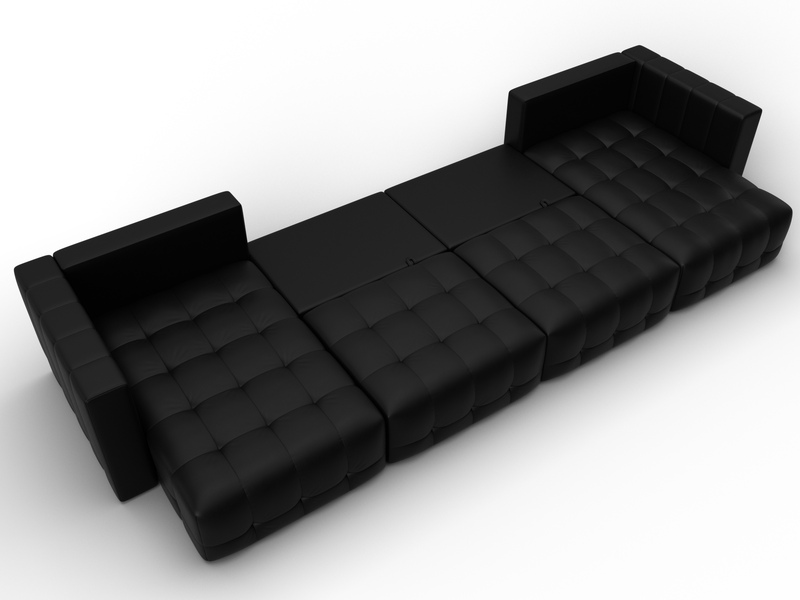 Диван П-образный Лига-052 НПБ Лонг, Экокожа, GRIFON 18 черный