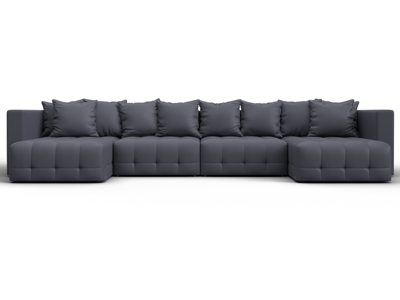 Диван П-образный Лига-052 НПБ Лонг, Экокожа, GRIFON 15 серый