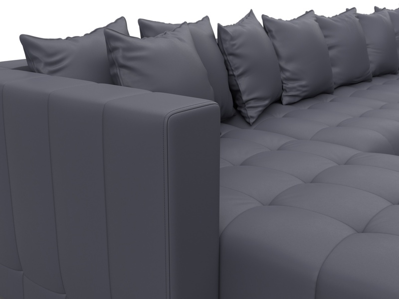 Диван П-образный Лига-052 НПБ Лонг, Экокожа, GRIFON 15 серый