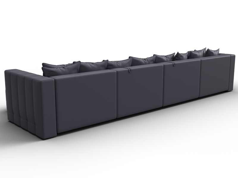 Диван П-образный Лига-052 НПБ Лонг, Экокожа, GRIFON 15 серый