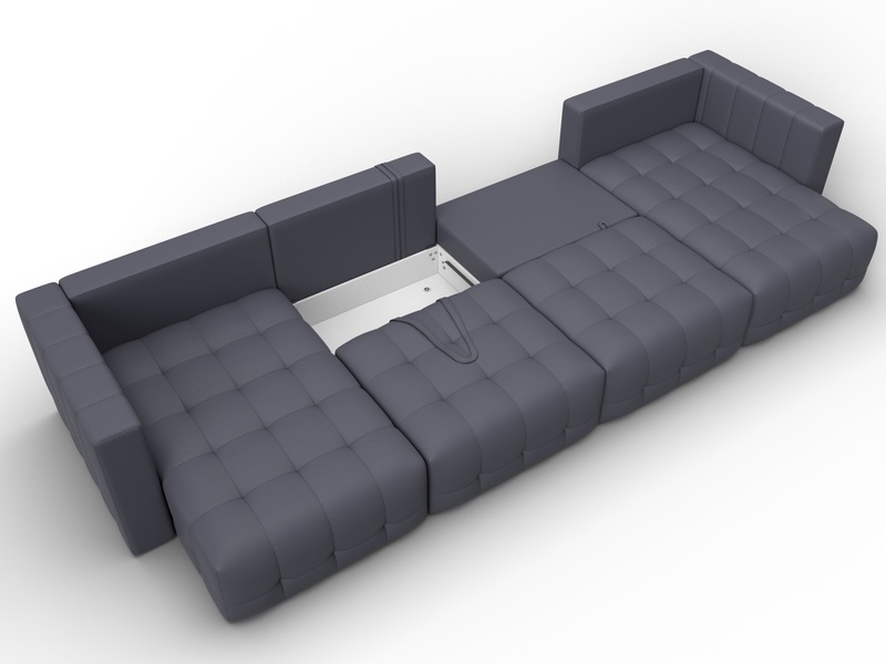 Диван П-образный Лига-052 НПБ Лонг, Экокожа, GRIFON 15 серый