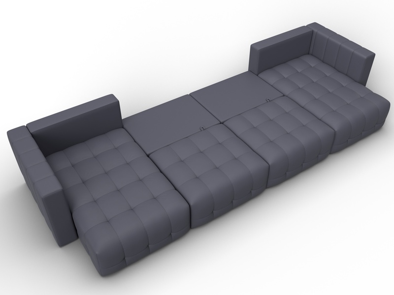 Диван П-образный Лига-052 НПБ Лонг, Экокожа, GRIFON 15 серый