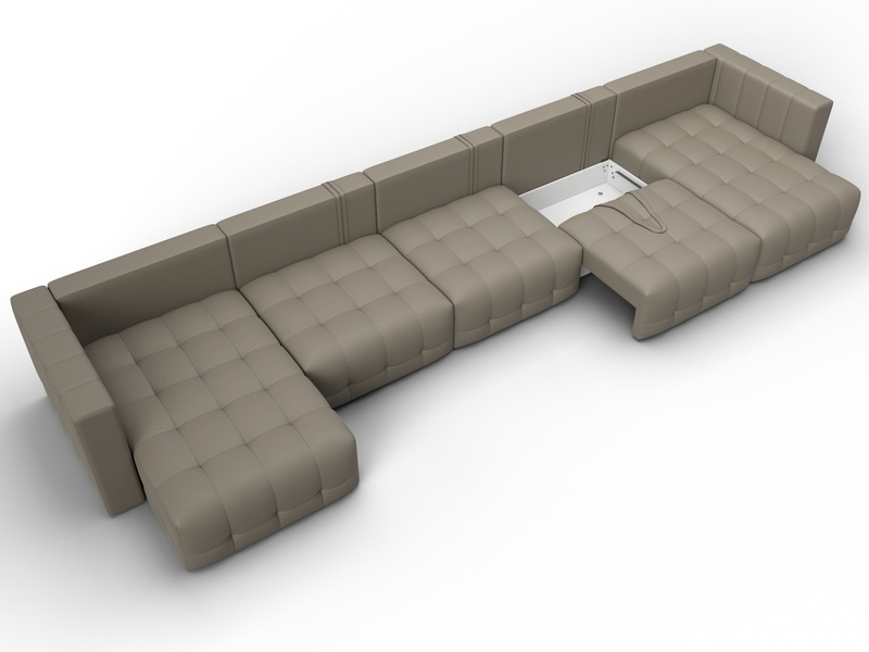 Диван П-образный Лига-052 НПБ МегаЛонг, Экокожа, GRIFON 04 бежевый