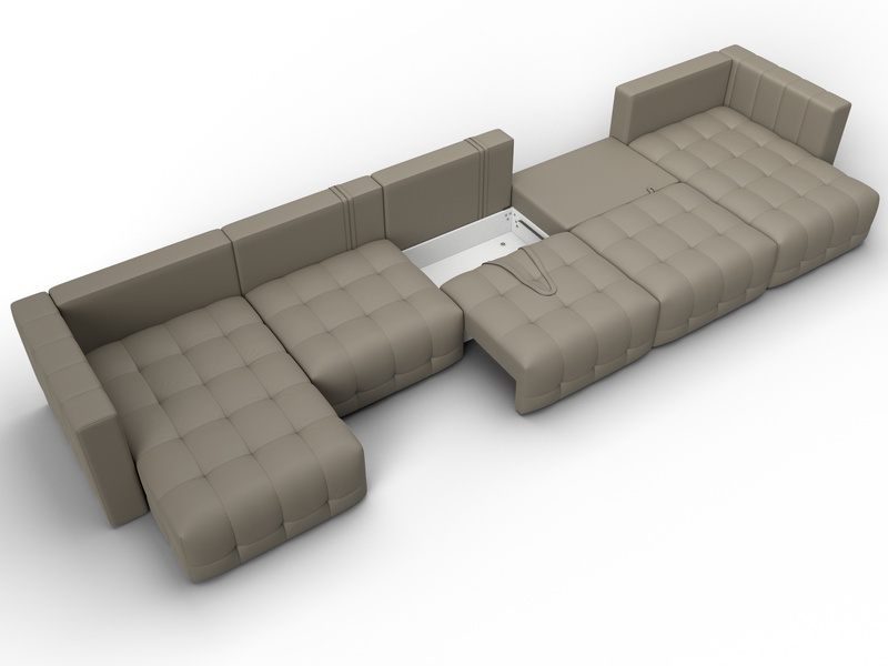 Диван П-образный Лига-052 НПБ МегаЛонг, Экокожа, GRIFON 04 бежевый