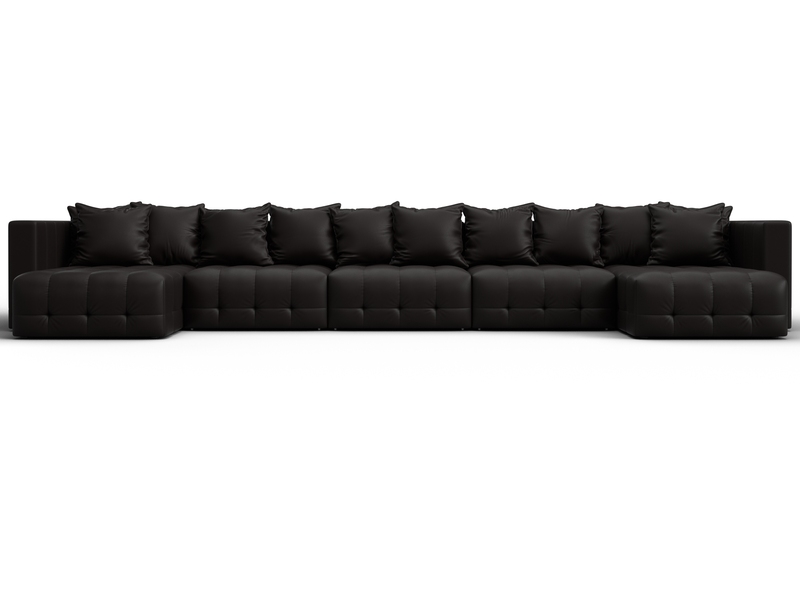 Диван П-образный Лига-052 НПБ МегаЛонг, Экокожа, GRIFON 12 коричневый