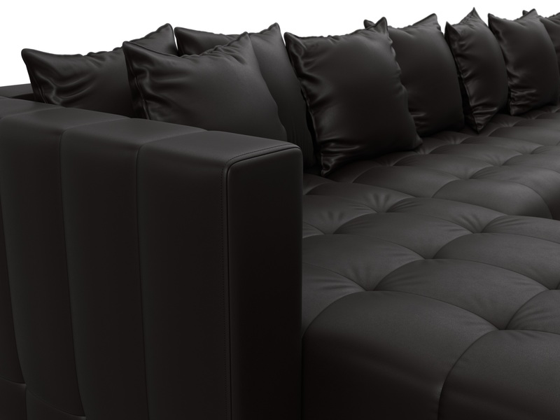 Диван П-образный Лига-052 НПБ МегаЛонг, Экокожа, GRIFON 12 коричневый