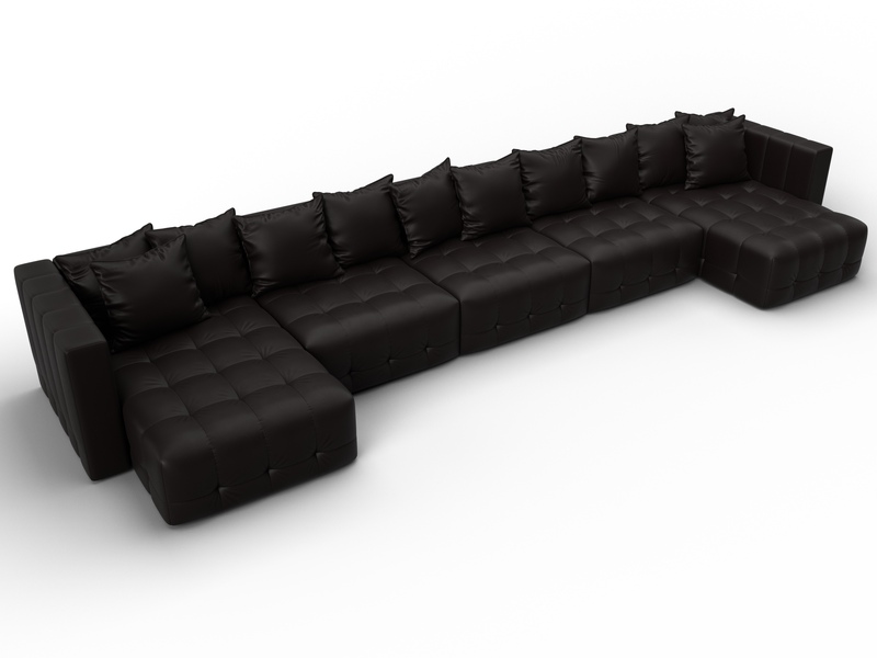 Диван П-образный Лига-052 НПБ МегаЛонг, Экокожа, GRIFON 12 коричневый