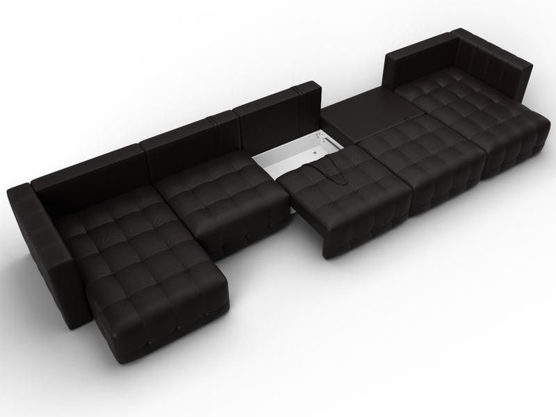 Диван П-образный Лига-052 НПБ МегаЛонг, Экокожа, GRIFON 12 коричневый