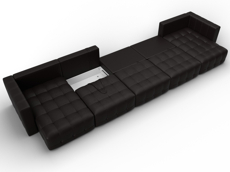 Диван П-образный Лига-052 НПБ МегаЛонг, Экокожа, GRIFON 12 коричневый