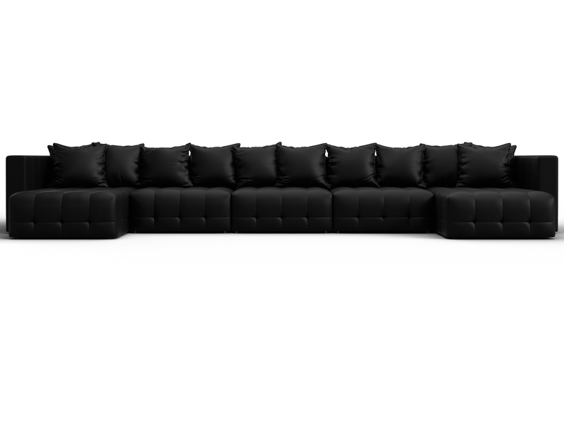 Диван П-образный Лига-052 НПБ МегаЛонг, Экокожа, GRIFON 18 черный