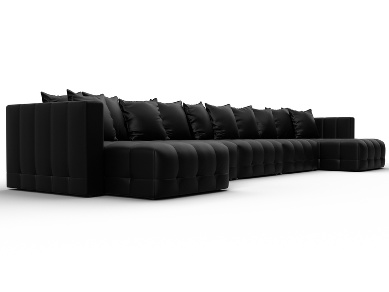 Диван П-образный Лига-052 НПБ МегаЛонг, Экокожа, GRIFON 18 черный