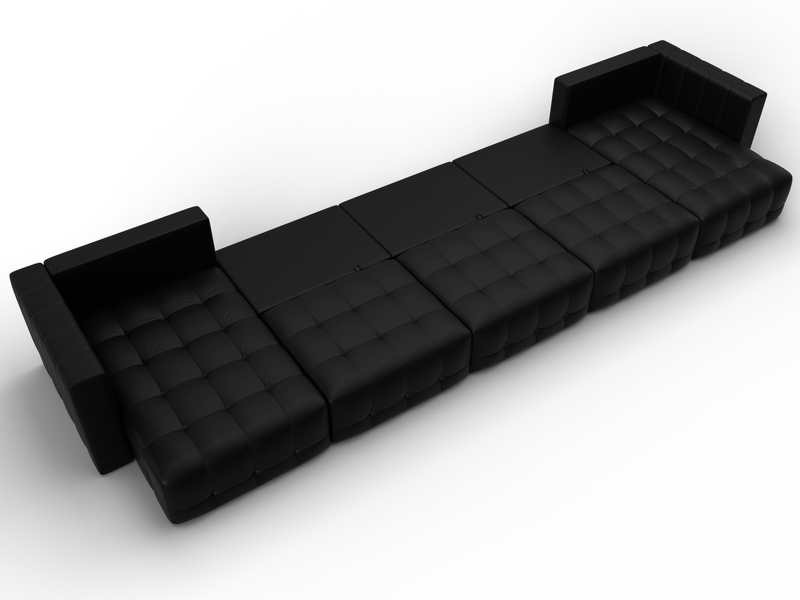 Диван П-образный Лига-052 НПБ МегаЛонг, Экокожа, GRIFON 18 черный