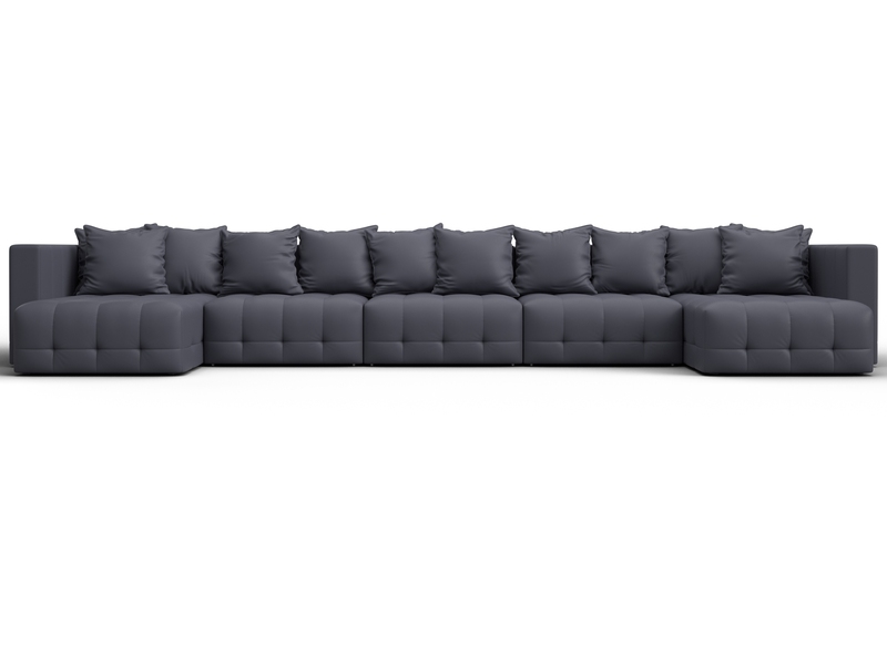 Диван П-образный Лига-052 НПБ МегаЛонг, Экокожа, GRIFON 15 серый