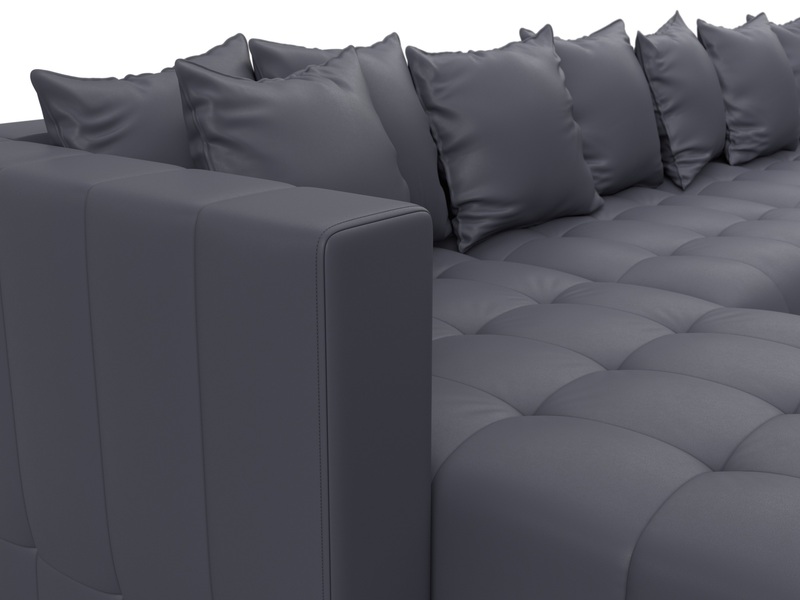 Диван П-образный Лига-052 НПБ МегаЛонг, Экокожа, GRIFON 15 серый