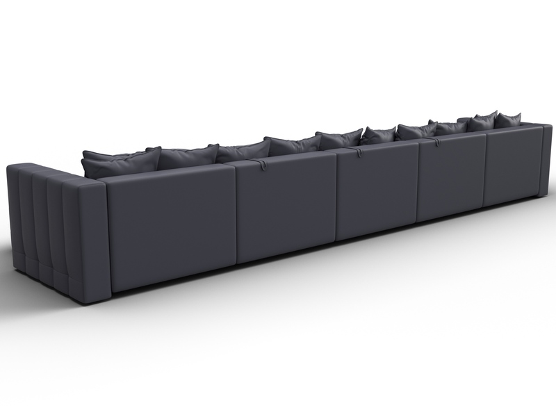 Диван П-образный Лига-052 НПБ МегаЛонг, Экокожа, GRIFON 15 серый