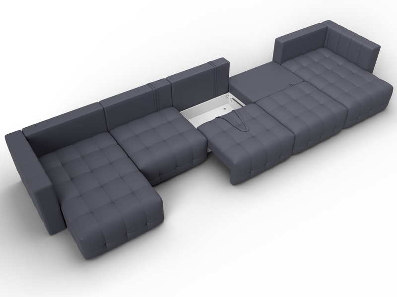 Диван П-образный Лига-052 НПБ МегаЛонг, Экокожа, GRIFON 15 серый