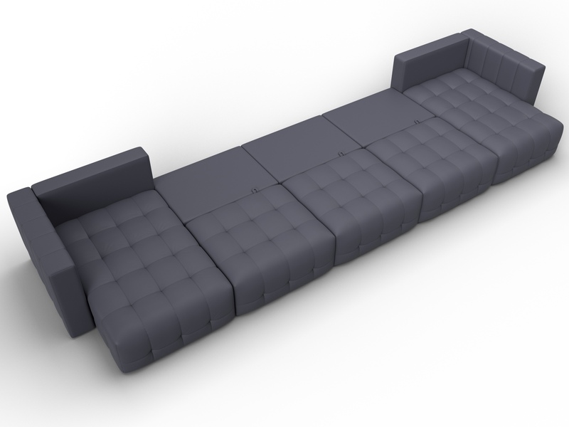 Диван П-образный Лига-052 НПБ МегаЛонг, Экокожа, GRIFON 15 серый