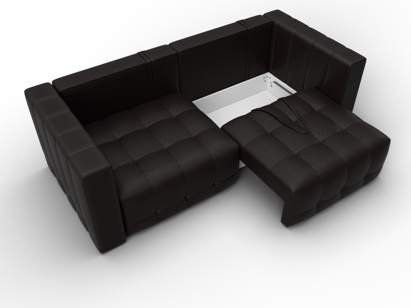 Диван прямой Лига-052 НПБ, Экокожа, GRIFON 12 коричневый