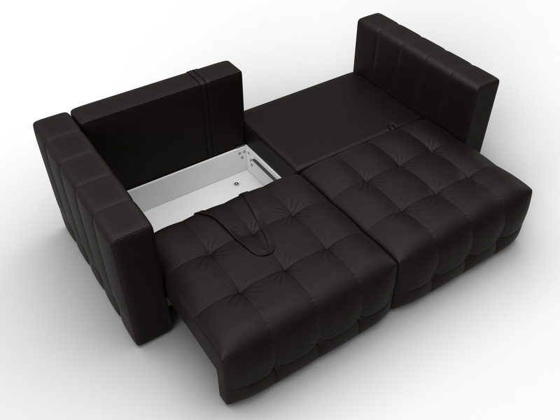 Диван прямой Лига-052 НПБ, Экокожа, GRIFON 12 коричневый