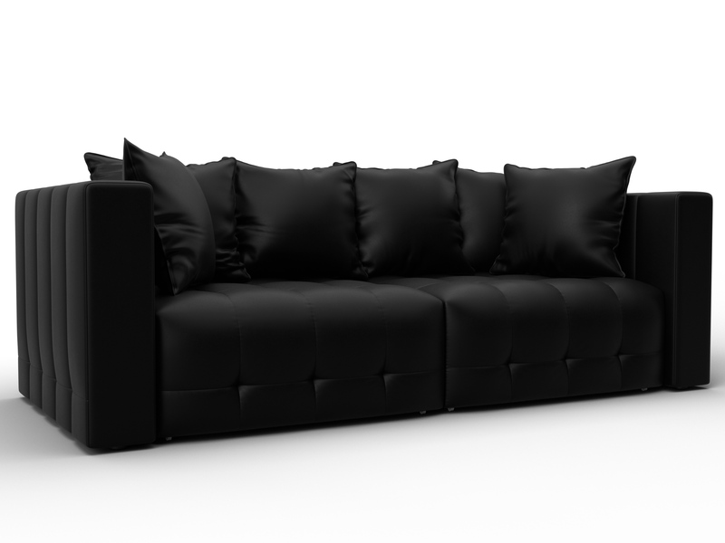 Диван прямой Лига-052 НПБ, Экокожа, GRIFON 18 черный