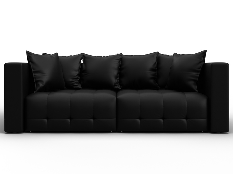 Диван прямой Лига-052 НПБ, Экокожа, GRIFON 18 черный