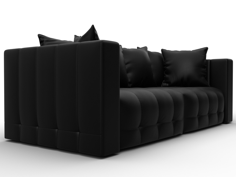 Диван прямой Лига-052 НПБ, Экокожа, GRIFON 18 черный