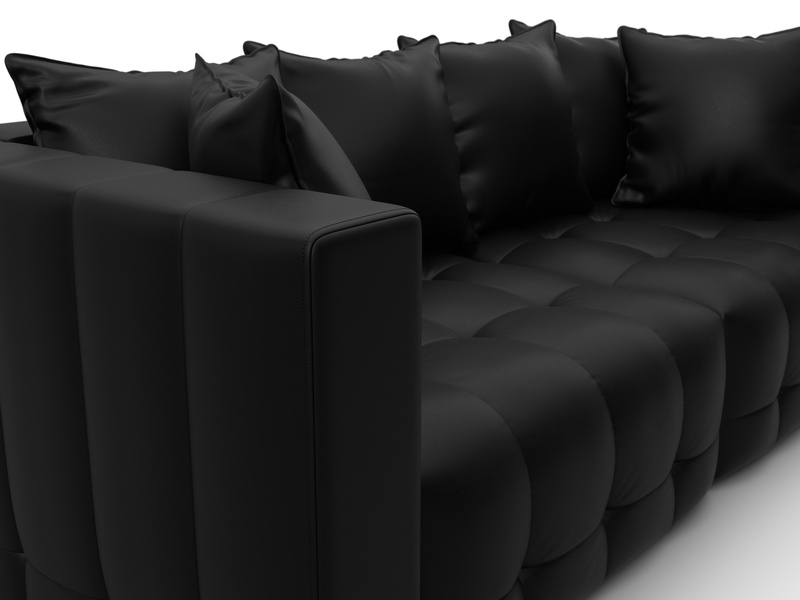 Диван прямой Лига-052 НПБ, Экокожа, GRIFON 18 черный