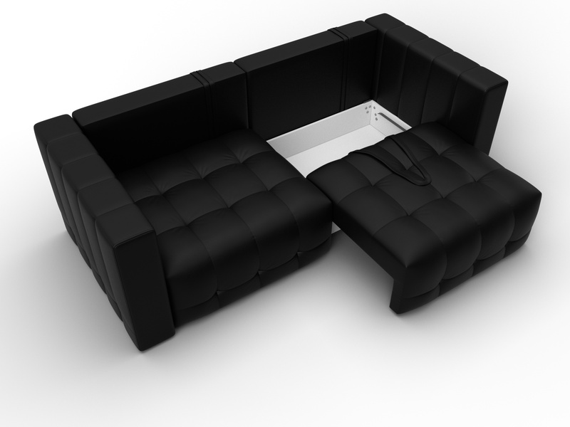 Диван прямой Лига-052 НПБ, Экокожа, GRIFON 18 черный