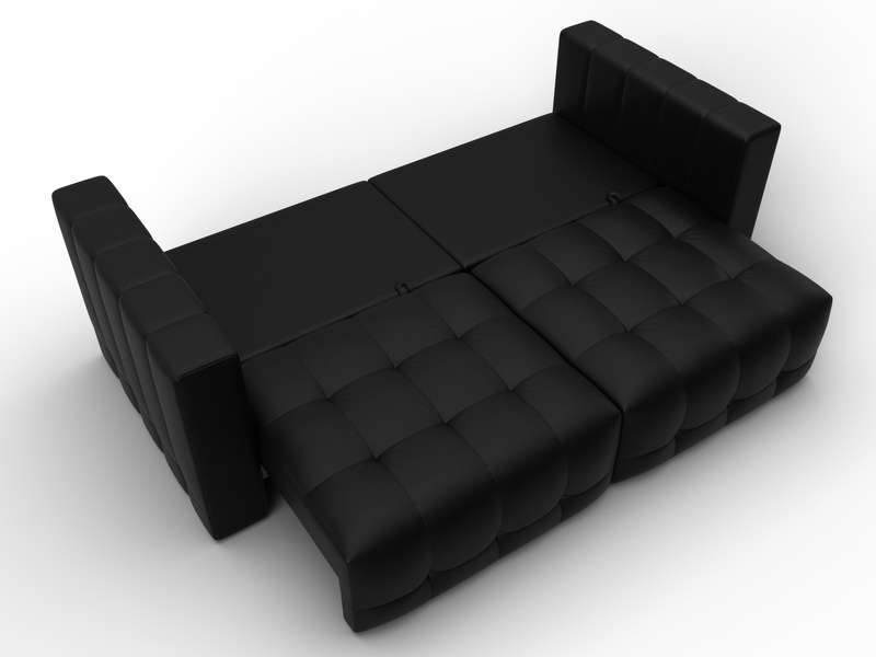 Диван прямой Лига-052 НПБ, Экокожа, GRIFON 18 черный