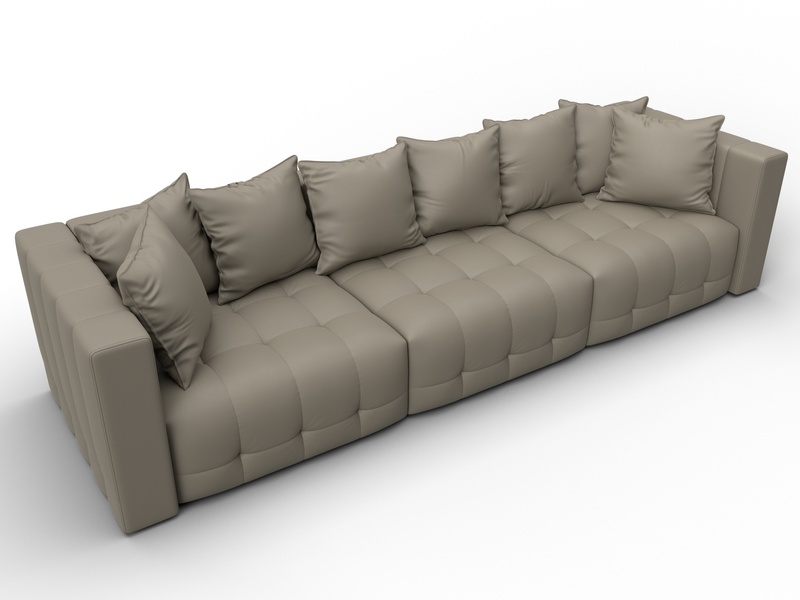 Диван прямой Лига-052 НПБ Лонг, Экокожа, GRIFON 04 бежевый