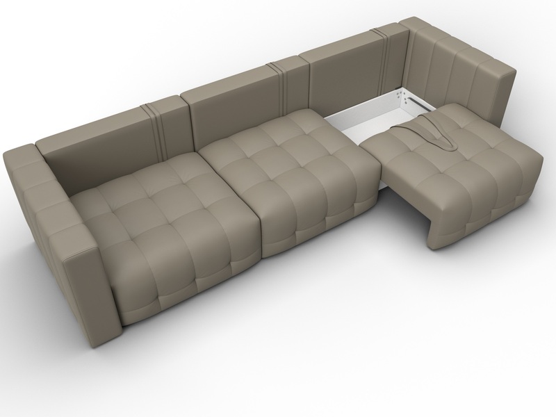 Диван прямой Лига-052 НПБ Лонг, Экокожа, GRIFON 04 бежевый