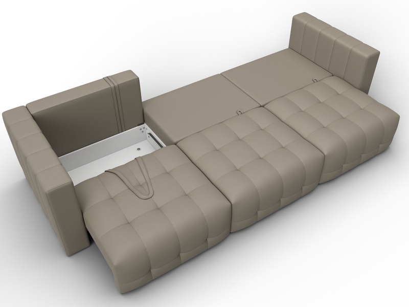 Диван прямой Лига-052 НПБ Лонг, Экокожа, GRIFON 04 бежевый