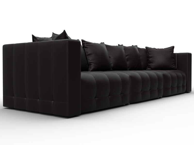 Диван прямой Лига-052 НПБ Лонг, Экокожа, GRIFON 12 коричневый