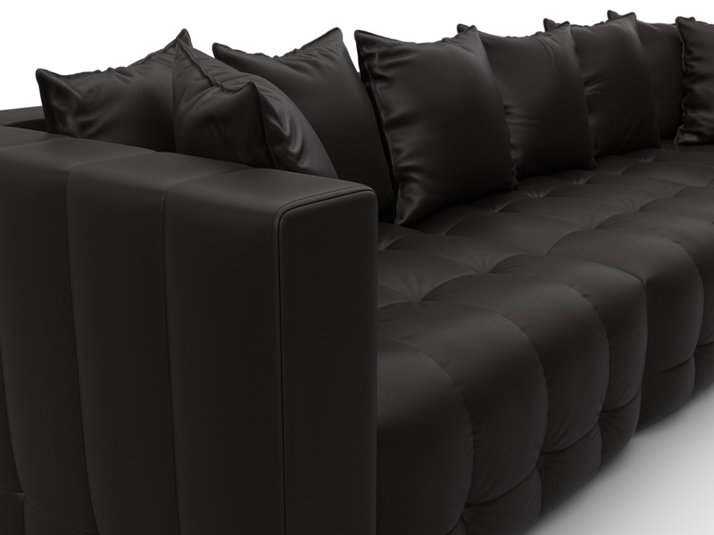 Диван прямой Лига-052 НПБ Лонг, Экокожа, GRIFON 12 коричневый