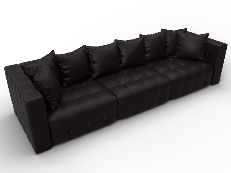 Диван прямой Лига-052 НПБ Лонг, Экокожа, GRIFON 12 коричневый