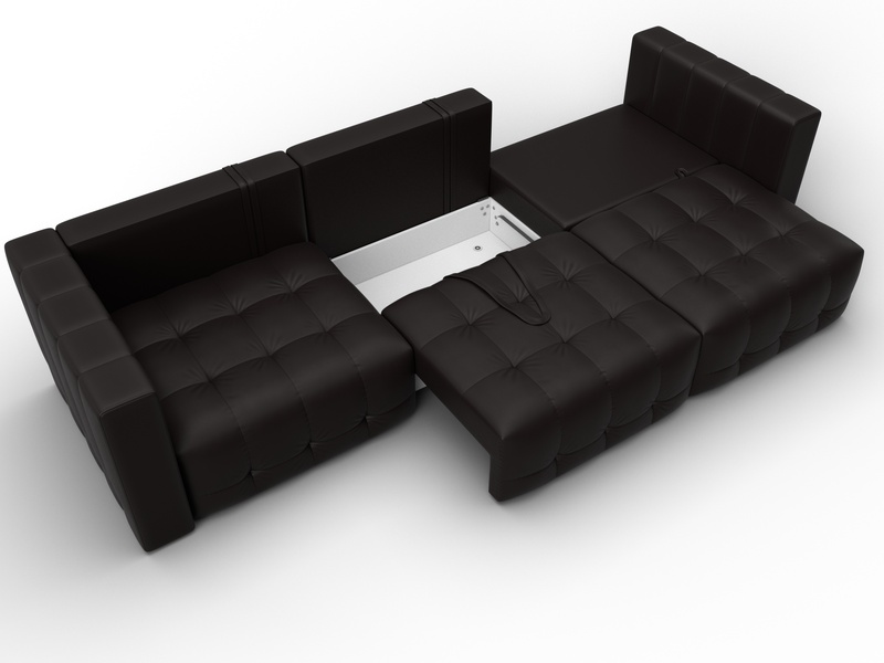 Диван прямой Лига-052 НПБ Лонг, Экокожа, GRIFON 12 коричневый