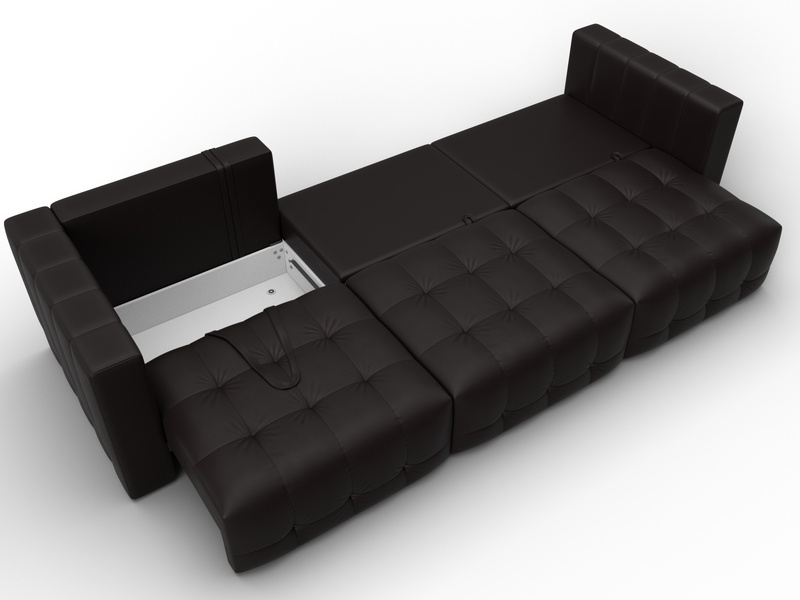 Диван прямой Лига-052 НПБ Лонг, Экокожа, GRIFON 12 коричневый