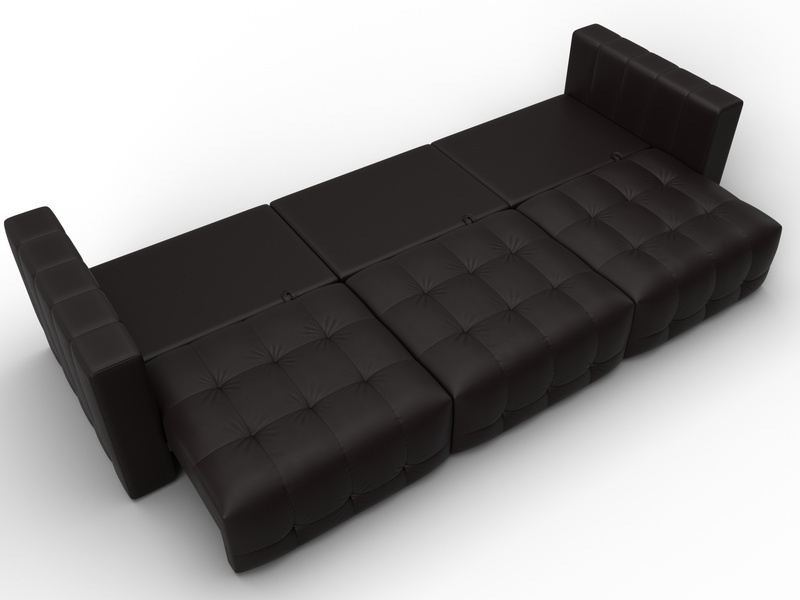 Диван прямой Лига-052 НПБ Лонг, Экокожа, GRIFON 12 коричневый