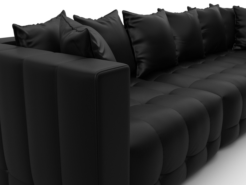 Диван прямой Лига-052 НПБ Лонг, Экокожа, GRIFON 18 черный